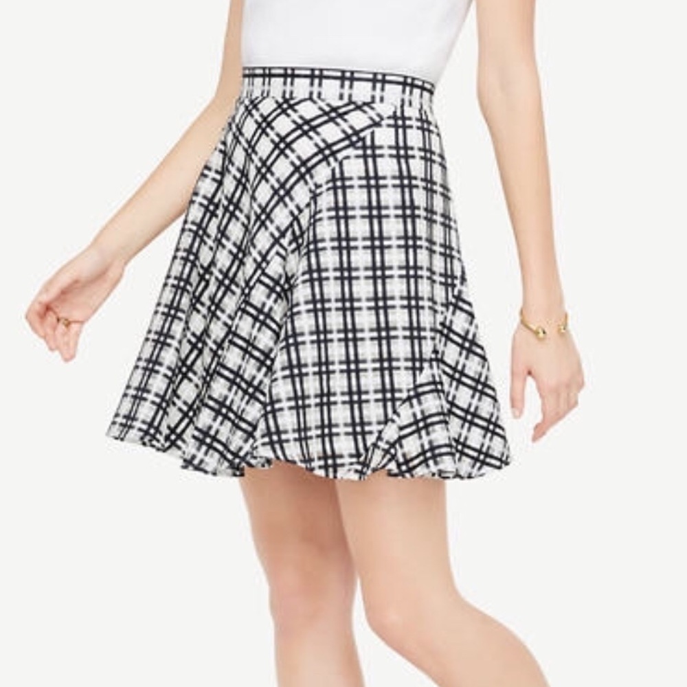 ANN TAYLOR PLAID FLOUNCE SKIRT